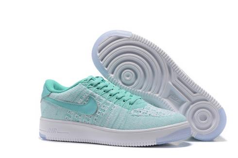 Nike Women Air Force 1 AF1 Flyknit Low Hyper Turquoise White Lifestyle Shoes 820256-300