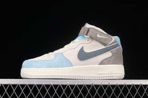 Nike Air Force 1 07 Mid Light Grey Blue White Shoes AL6896-559