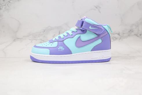 Nike Air Force 1 Mid Blue Purple White Running Shoes CV3039-107