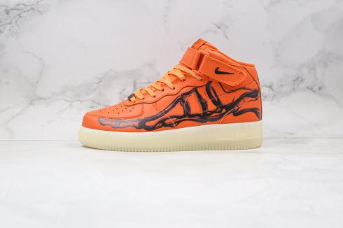 Nike Air Force 1 Mid Skeleton Brilliant Orange Black Shoes CU8067-801