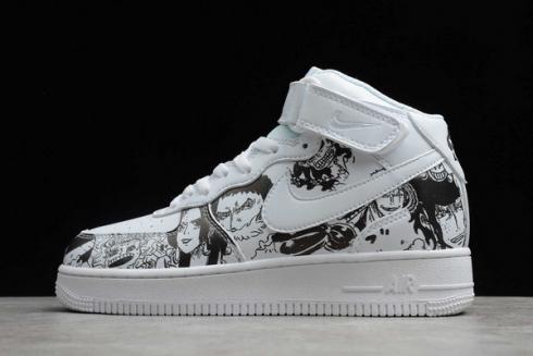 Nike Air Force 1 Mid White Black Basketball Shoes AQ8020-100