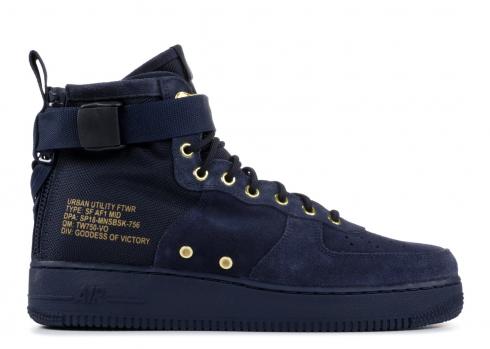 Nike Air Force 1 Sf Af1 Mid Black Obsidian 917753-400