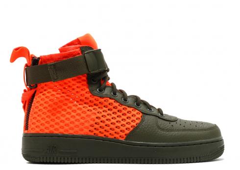 Nike Air Force 1 Sf Af1 Mid Qs Total Cargo Khaki Crimson AA7345-300