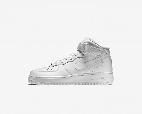 Wmns Nike Air Force 1 Mid 07 Leather Triple White Womens Shoes 366731-100