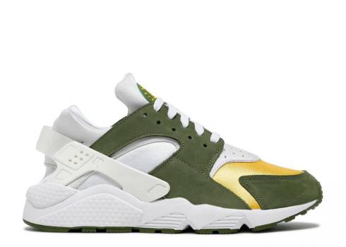 Nike Stussy X Air Huarache Le Dark Olive 2021 Maize Ivory Varsity White DD1381-300