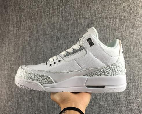 Air Jordan 3 AJ3 Retro All White Burst Basketball Mens Shoes 318376-110