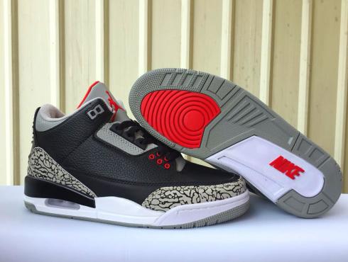 Nike Air Jordan III 3 Retro Men Basketball Shoes Grey Black Red