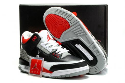 Nike Air Jordan III Retro 3 Men Women Shoes Black White Red 136064