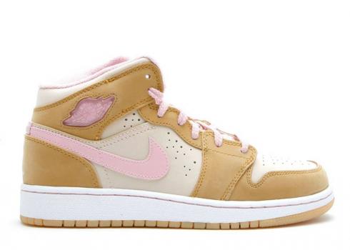 Air Jordan 1 Hare Gs Pink Glaze Wheat Shimmer 374458-761