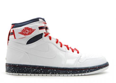 Air Jordan 1 Hi Strap Premier Olympic White Varsity Mid Red Navy 375352-101