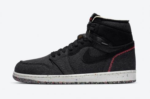 Air Jordan 1 High Zoom Crater Black Wolf Grey Flash Crimson CW2414-001