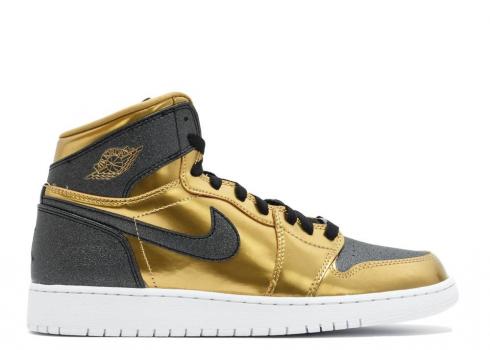 Air Jordan 1 Retro High Bhm Gg Gs Black History Month White Gold Metallic 909805-700