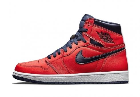 Air Jordan 1 Retro High OG David Letterman Light Crimson Midnight Navy University Blue White 555088-606