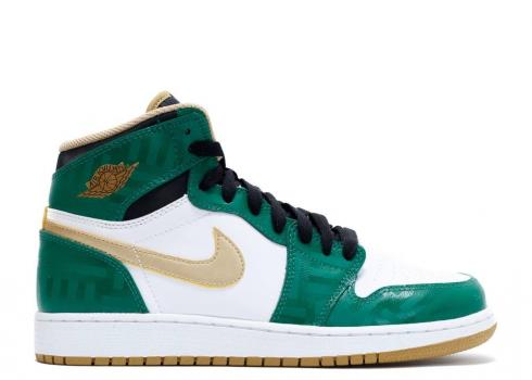 Air Jordan 1 Retro High Og Gs Celtics Clover White Black Gold Metallic 575441-315