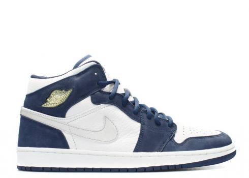 Air Jordan 1 Retro Midnight Navy White Silver Metallic 136065-101