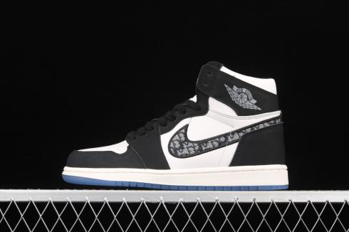 Dior x Air Jordan 1 High Balck White Blue Shoes CN8607-001