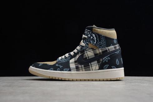 Nike Air Jordan 1 High Zoom R2T Cashew Flower Black Denim Blue Brown AJ1 Basketball Shoes CT4487-201