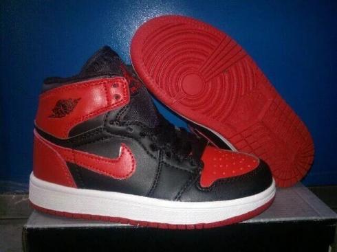 Nike Air Jordan I 1 Retro Kid Basketball Shoes Black Red Hot