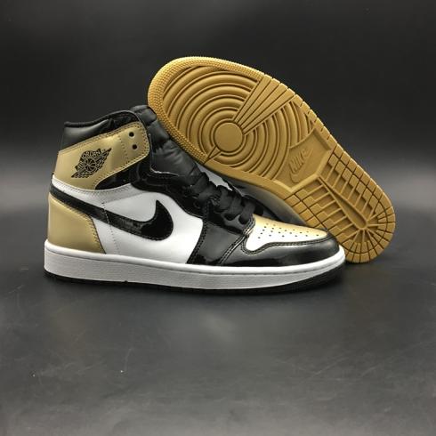 Nike Air Jordan I 1 Retro Men Basketball Shoes Top 3 Black Gold 861428-001