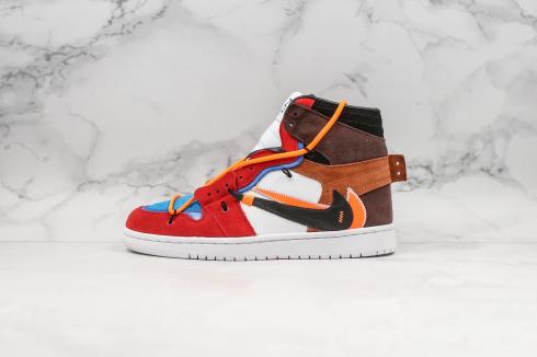 Off-White x Futura x Air Jordan 1 Retro OW Red Brown Shoes 52937-610