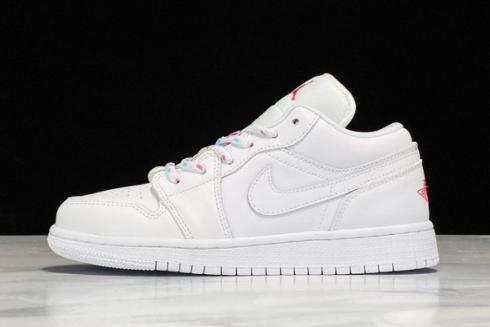 2020 Air Jordan 1 Low GS White Pink Blue Womens Basketball Shoes 554723 102