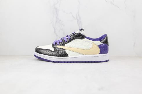 Fragment Design x Travis Scott x Air Jordan 1 Retro Low Purple Black White DM7866-189