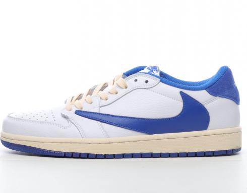 Fragment x Travis Scott x Air Jordan 1 Low White Cream Royal Blue DM7866-011