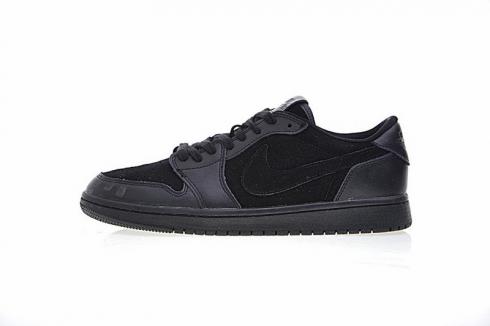 Nike Air Jordan 1 Low OG Premium Triple Black Basketball Shoes 919701-010