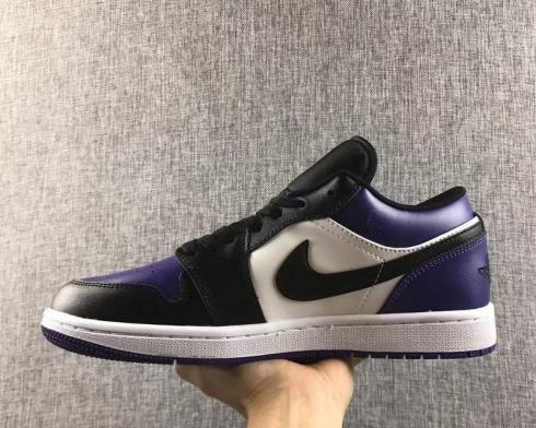 Nike Air Jordan 1 Low White Black Purple Mens Basketball Shoes 705329-501