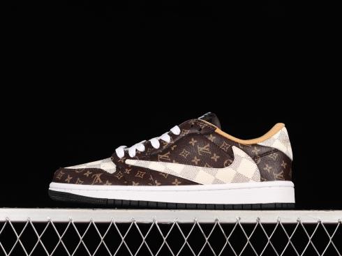 Travis Scott x Air Jordan 1 Low OG LV Monogram Brown Damier Azur DM7866-216