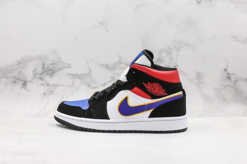 Air Jordan 1 Mid White Black University Red Purple 855545-005