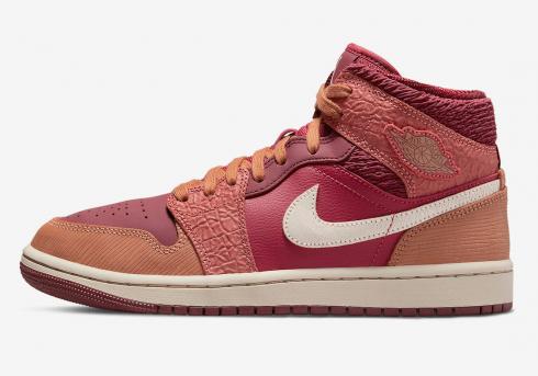 Air Jordan 1 Mid Africa Red Pink Beige White Shoes DV3476-600