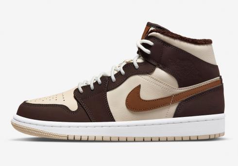Air Jordan 1 Mid Brown Fleece Cream Dark Chocolate DO6699-200