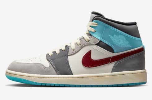 Air Jordan 1 Mid Exploration Unit Team Red Coconut Milk Blue FB1870-161