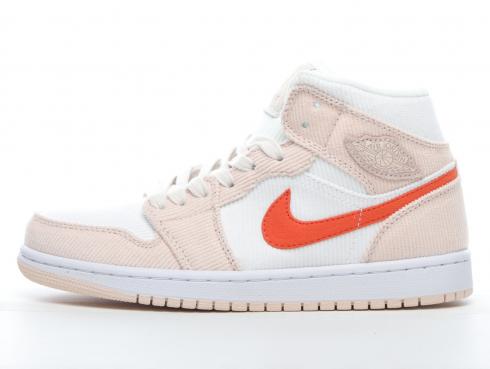 Air Jordan 1 Mid GS Corduroy Femme White Pink Orange DA8009-108