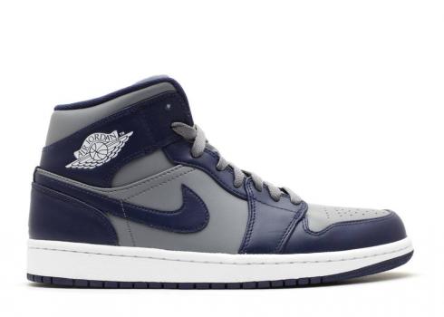 Air Jordan 1 Mid Georgetown Navy White Midnight Grey Cool 554724-006