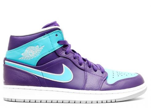 Air Jordan 1 Mid Hornet Court Pruple Gmm Plnm Blue Metallic 554724-507