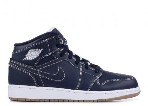 Air Jordan 1 Mid Jeter Gs Light White Brown Gum Obsidian 554725-402