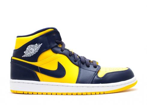 Air Jordan 1 Mid Michigan Navy Maize White Midnight Varsity 554724-707