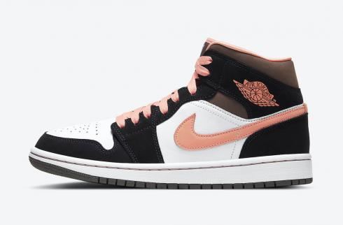 Air Jordan 1 Mid Peach Mocha White Black Pink Shoes DH0210-100