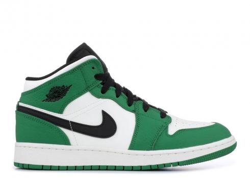 Air Jordan 1 Mid Se Gs Pine Green Black Sail BQ6931-301