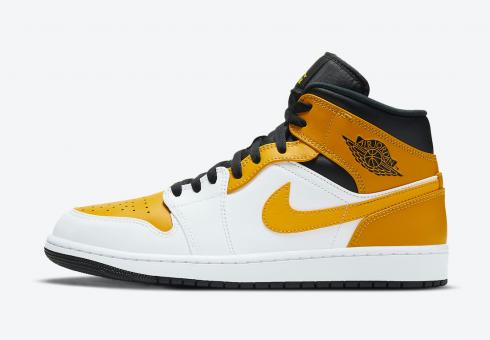Air Jordan 1 Mid University Gold White Black Shoes 554724-170