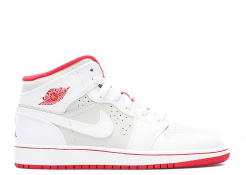 Air Jordan 1 Mid Wb Bg Gs Hare Light Black White True Silver Red 719554-123