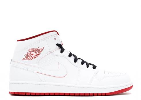 Air Jordan 1 Mid White Black Gym Red 554724-103