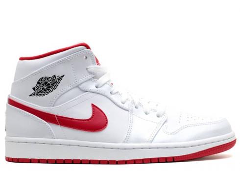 Air Jordan 1 Mid White Gym Red Black 554724-101