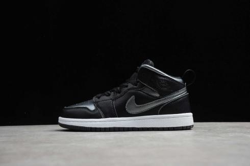 Kids Air Jordan 1 Mid Black Silver White BQ6931-013