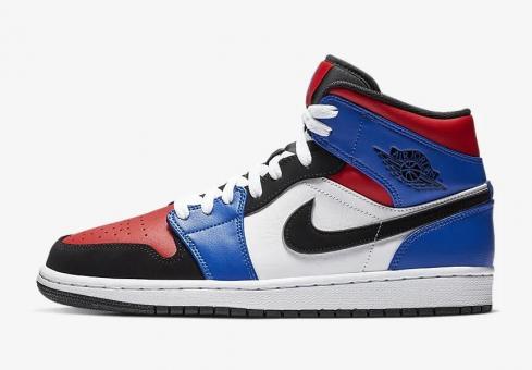 Nike Air Jordan 1 Mid White Hyper Royal University Red Black 554724-124