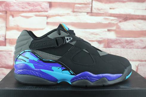 Nike Air Jordan Retro 8 Low Aqua Black Grey Concord Men Basketball Shoes 305381-025