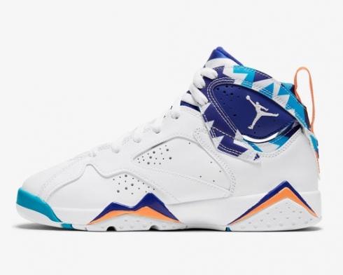 Air Jordan 7 Retro GS Chlorine Blue White Orange Shoes 442960-100