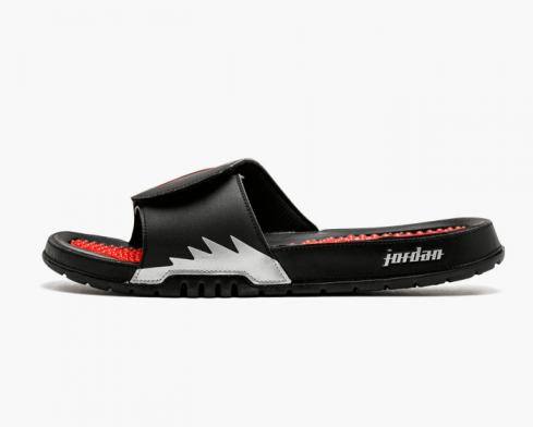 Air Jordan Hydro 5 Retro Black Fire Red Metallic Silver Mens Slippers 555501-012